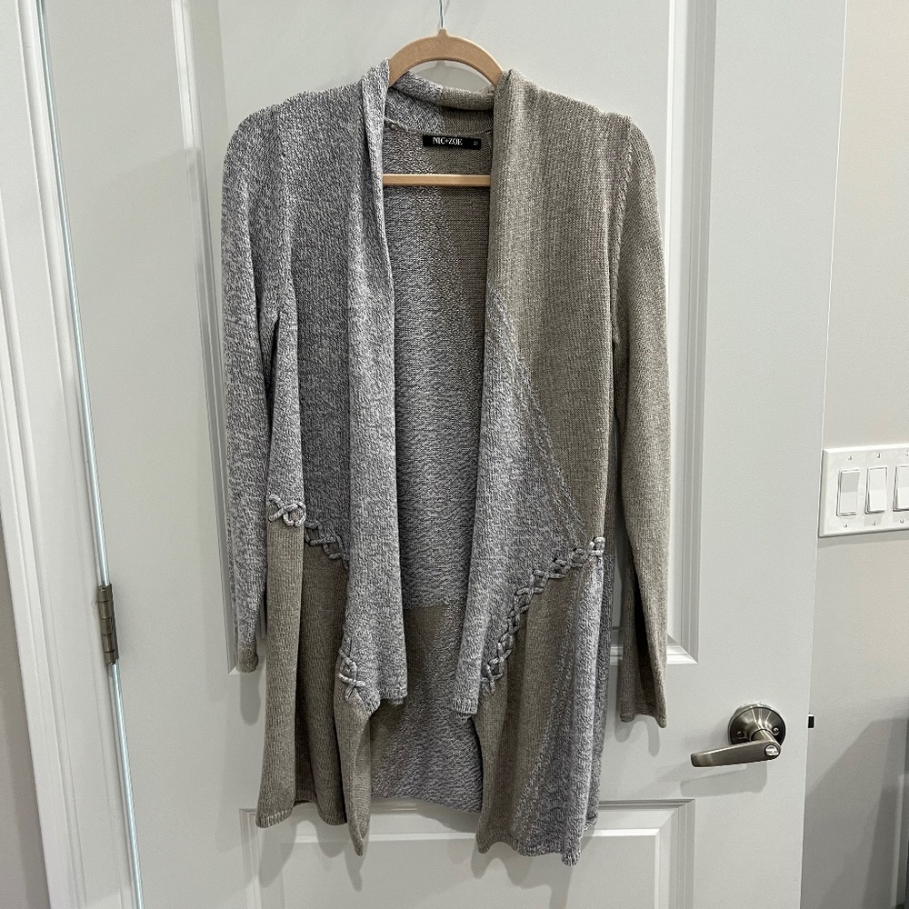 NIC+ZOE Cardigan Sweater with Patchwork Stitch Detail